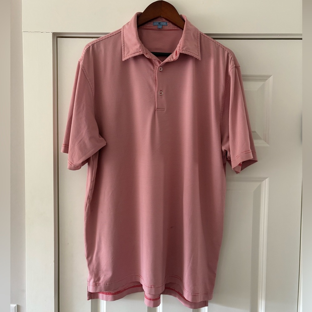 Men's Red Genteal Pinstripe Polo Shirt